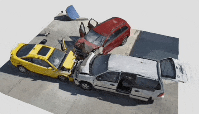 Mô hình 3D được thiết bị bay không người lái chụp lại tại hiện trường vụ tai nạn. Ảnh: Skydio