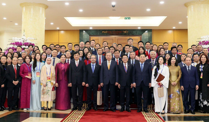 Tổng Bí thư Tô Lâm gặp mặt kiều bào chiều 8/2. Ảnh: TTXVN