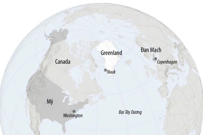 Vị trí Mỹ, Greenland và Đan Mạch. Đồ họa: CNN