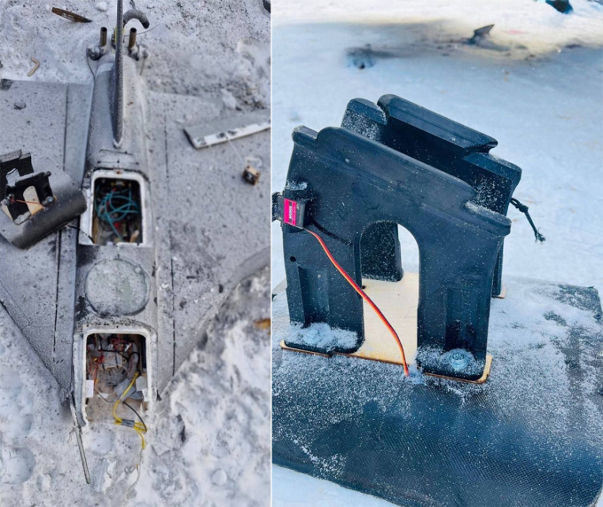 Xác UAV Gerbera và giá đỡ drone trên lưng trong ảnh công bố ngày 9/2. Ảnh: RusVesna