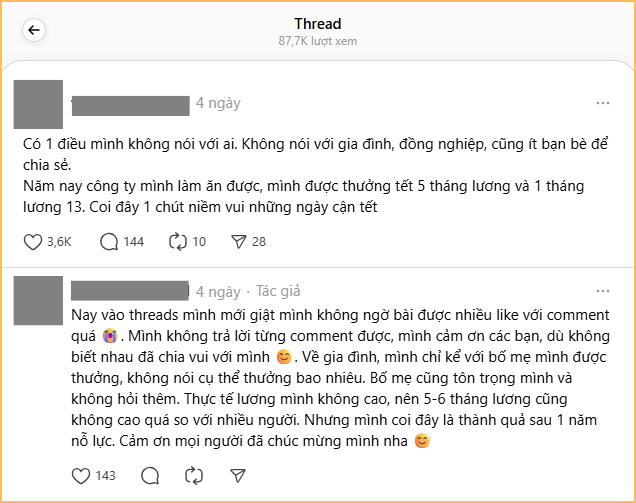 Có “tí thưởng Tết”, Threads rộn ràng hẳn lên: 6 tháng lương, tiền trăm triệu, quá đã!- Ảnh 3. Có “tí thưởng Tết”, Threads rộn ràng hẳn lên: 6 tháng lương, tiền trăm triệu, quá đã!- Ảnh 3.