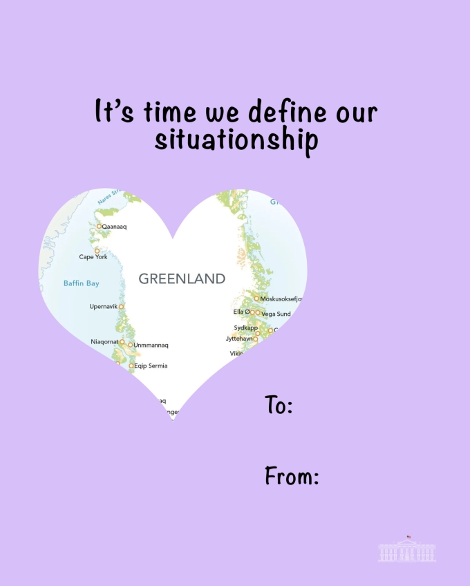 Mẫu thiệp nhắc đến Greenland. Ảnh: Nhà Trắng