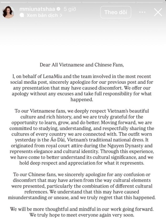 Couple nổi tiếng Thái Lan đăng tâm thư xin lỗi vì gọi áo dài Việt Nam là trang phục truyền thống Trung Hoa- Ảnh 7.