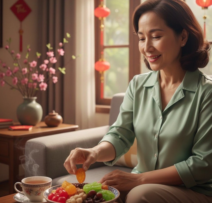 Vì sao mứt Tết dễ làm tăng mỡ bụng? 3 Việc ăn mứt rải rác trong ngày khiến cơ thể liên tục tiếp nhận năng lượng dư thừa mà không có đủ thời gian "đốt" hết, từ đó làm tăng nguy cơ tích mỡ, đặc biệt ở vùng bụng.