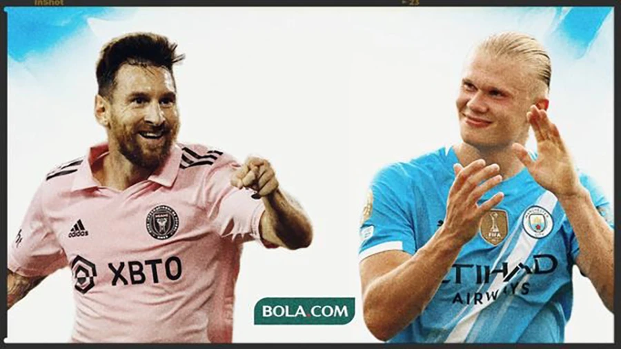 Messi và Haaland đều sở hữu cái chân trái "siêu dị". ẢNH: BOLA haaland-messi.jpg