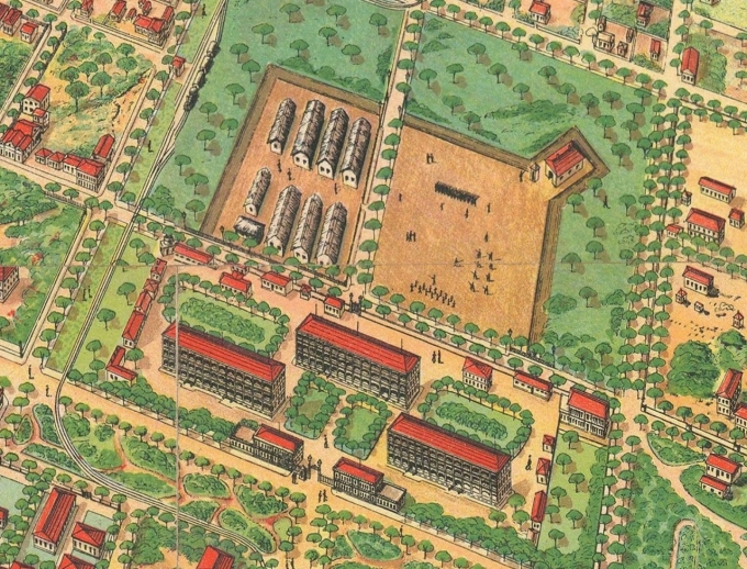 Thành Martin des Pallières qua họa đồ của Gaston Pusch năm 1898. Ảnh tư liệu