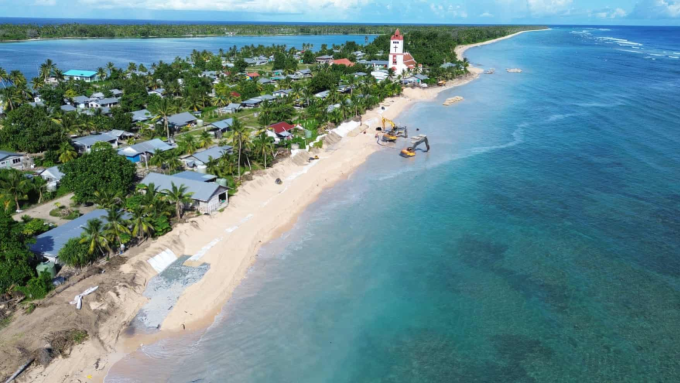 Một phần dự án bờ biển thích ứng khí hậu tại Funafuti, Tuvalu. Ảnh: Dự án bờ biển thích ứng Tuvalu