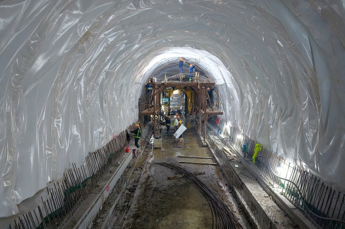 Nhà thầu đã áp dụng nhiều giải pháp kỹ thuật để đảm bảo tiến độ.  Ảnh: Anh Duy