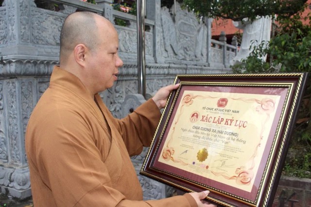 Bằng xác lập kỷ lục chùa Cương Xá là ngôi chùa có hệ thống tường đá khắc chữ Vạn đầu tiên tại Việt Nam