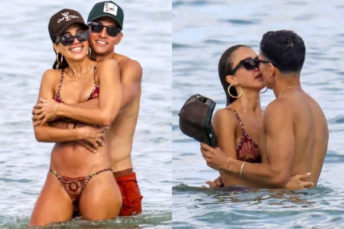 Jessica Alba và bạn trai trên biển Miami hôm 16/2. Ảnh: Backgrid