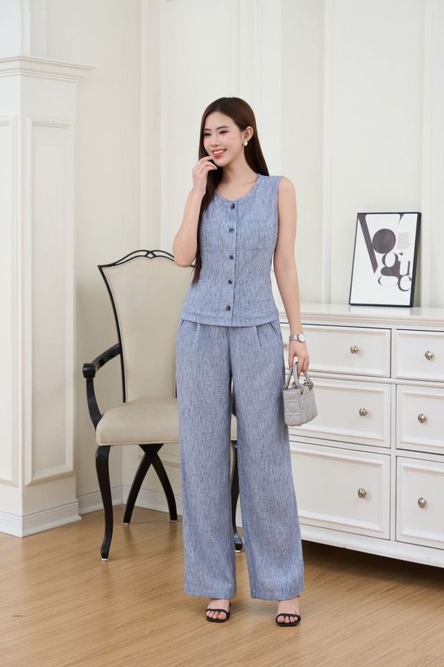 Trang phục vải đũi thoải mái trong phong cách thường ngày- Ảnh 8.