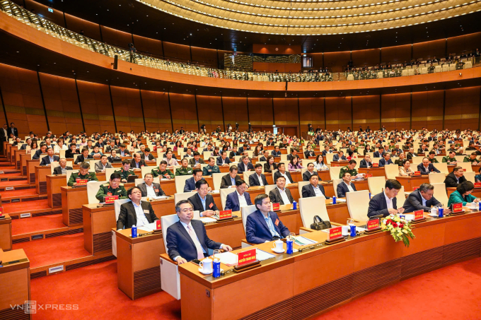 Đại biểu dự hội nghị quán triệt Nghị quyết 79 và 80 tại điểm cầu phòng họp Diên Hồng, Nhà Quốc hội, sáng 25/2. Ảnh: Giang Huy