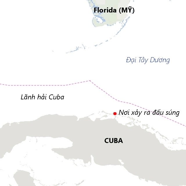 Vị trí nơi xảy ra đấu súng. Nguồn: Bộ Nội vụ Cuba