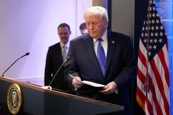 Tổng thống Mỹ Donald Trump tại cuộc họp báo ở Nhà Trắng ngày 20/2. Ảnh: AP