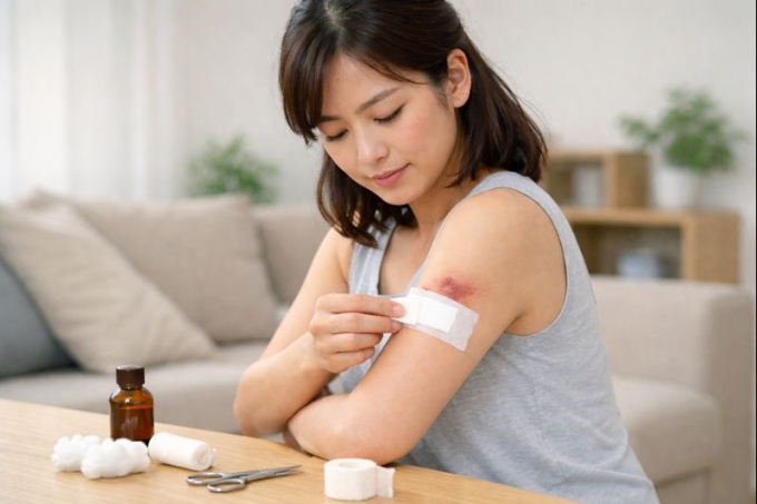 Chăm sóc đúng cách và bổ sung các dưỡng chất cần thiết giúp hạn chế để lại sẹo trên da. Ảnh được tạo bởi AI