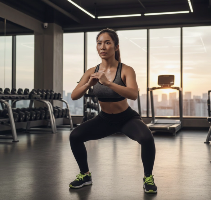Bài tập squat được nghiên cứu cho thấy giúp quản lý lượng đường trong máu tốt hơn so với đi bộ thông thường. Ảnh minh họa tạo bởi AI