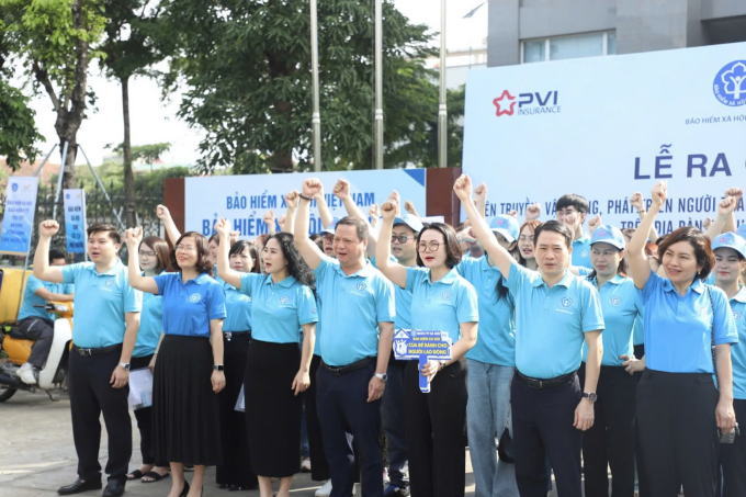 Lễ ra quân tuyên truyền vận động của Bảo hiểm PVI. Ảnh: Bảo hiểm PVI