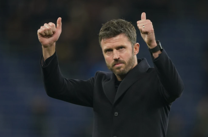 HLV Michael Carrick phản ứng sau trận Man Utd thắng Everton 1-0 ở vòng 27 Ngoại hạng Anh trên sân Hill Dickinson, Bramley-Moore Dock, Vauxhall, Liverpool, Anh ngày 23/2/2026. Ảnh: AP