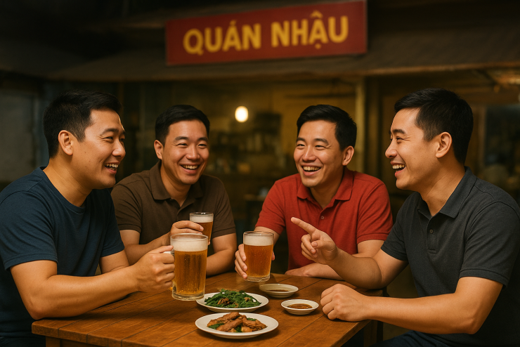 Nhiều người triền miên trong các cuộc tất niên, chúc nhau ngày Tết... Ảnh: AI