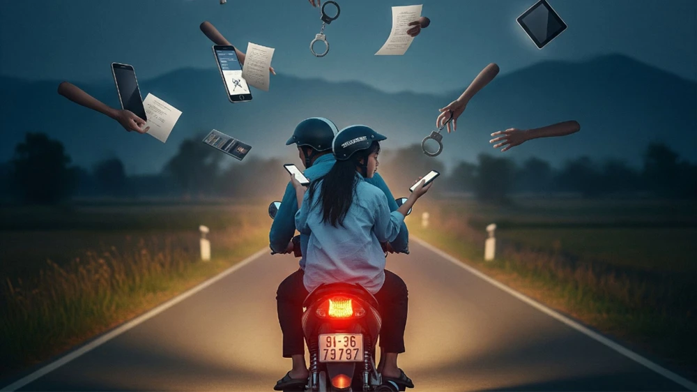 Nữ sinh viên đại học ở TP.HCM đã bị công an giả lừa, điều hướng di chuyển từ Việt Nam sang Campuchia và bán vào một công ty lừa đảo. Ảnh minh họa do AI tạo Công an TP.HCM cứu nữ sinh bị công an dỏm 'bán online' qua Campuchia