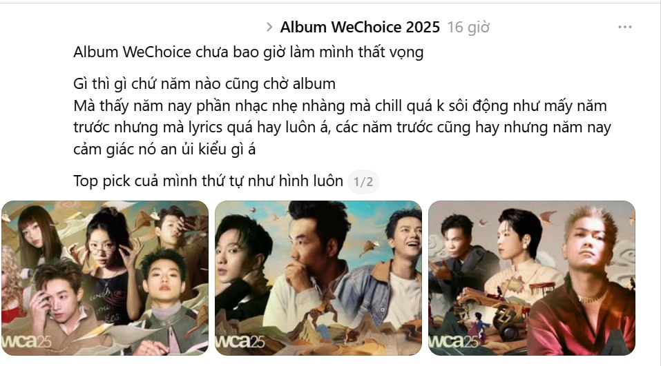 Cả cõi mạng bùng nổ vì album WeChoice Awards 2025: Dàn sao trẻ cực hot, thông điệp khích lệ nghe là xúc động- Ảnh 2.