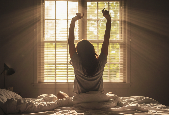 Dậy sớm có thể giúp bạn thoát cơn đột quỵ 1 Thói quen dậy sớm và đi ngủ sớm là biện pháp trong tầm tay để giảm nguy cơ đột quỵ, nhồi máu cơ tim - Minh họa AI: Thu Anh