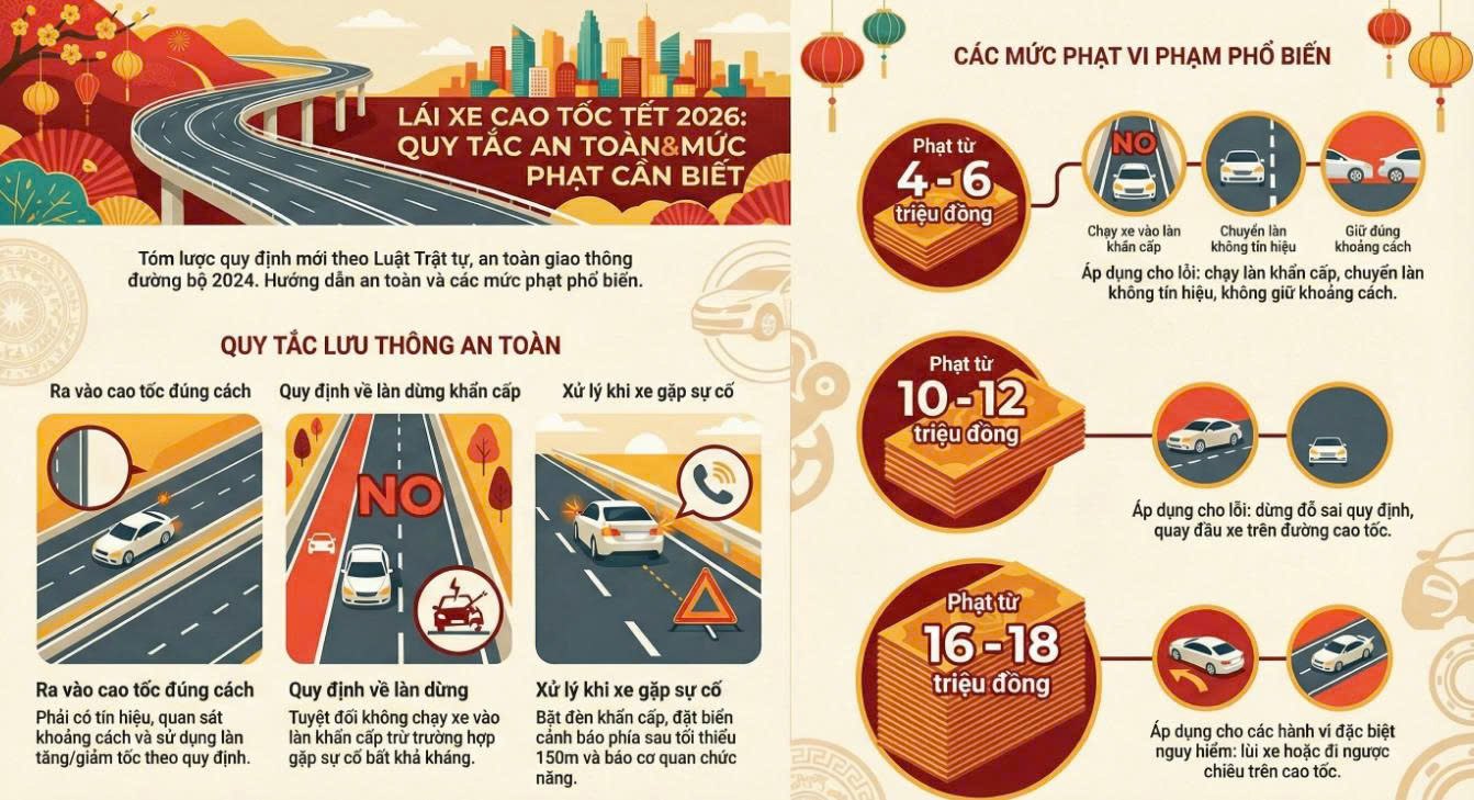 Dịp Tết, người dân di chuyển trên cao tốc cần lưu ý những lỗi vi phạm sau kẻo bị phạt đến 18 triệu đồng- Ảnh 1.