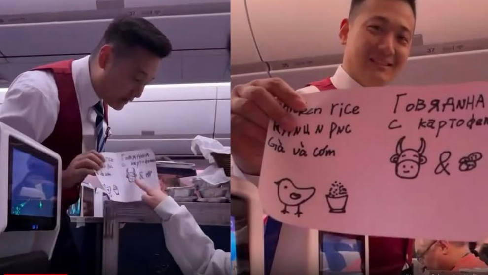 Dòng chữ tiếng Việt ở tờ giấy của tiếp viên hàng không làm khách bật cười - 1