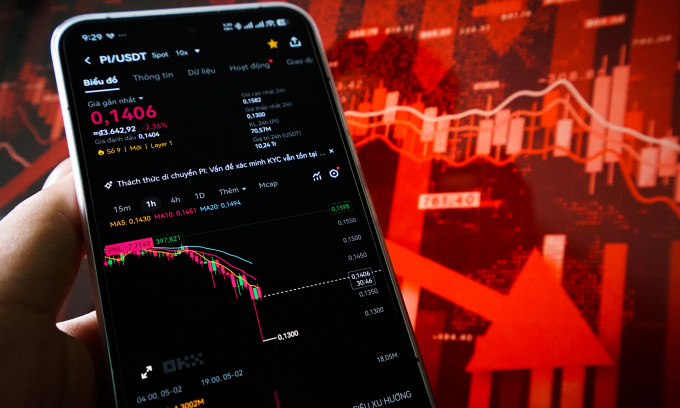 Giá Pi Network hiển thị trên một sàn tiền số. Ảnh: Vĩnh Khang