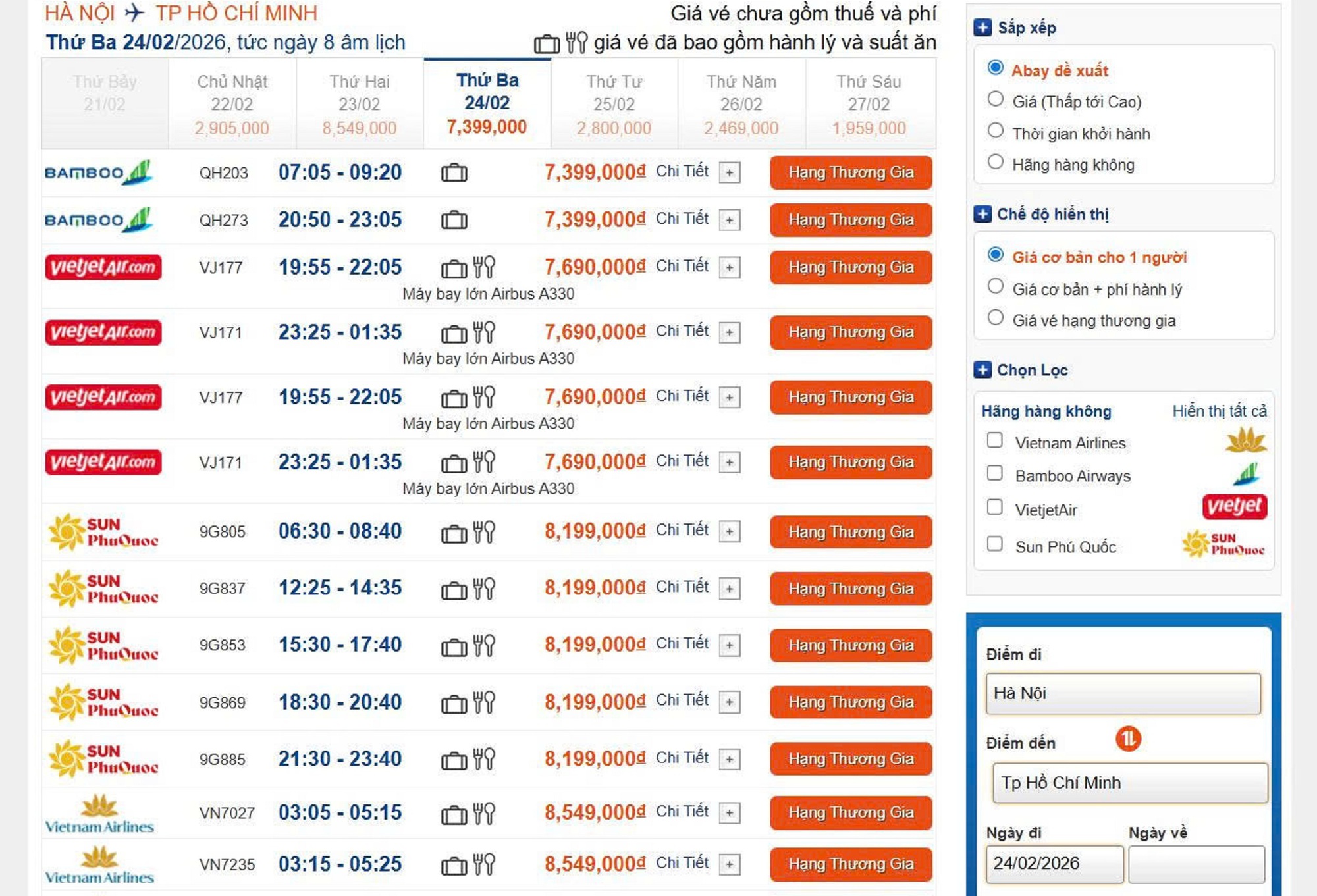 Giá vé máy bay Hà Nội - TP Hồ Chí Minh tăng vọt sau Tết- Ảnh 1.