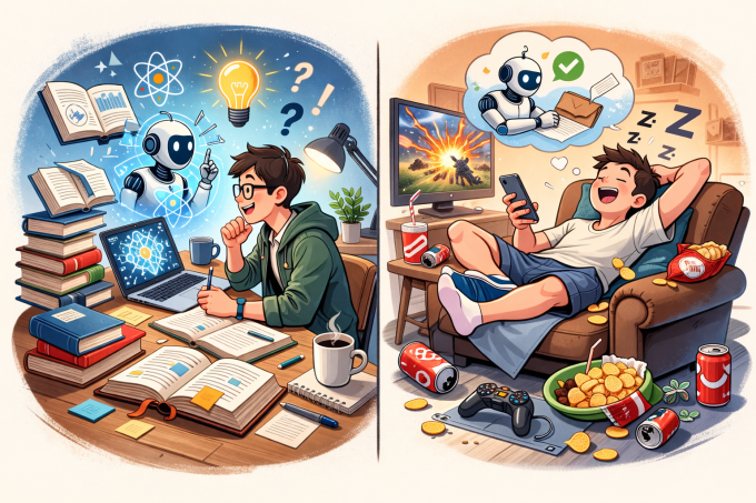 Minh họa hai nhóm người dùng AI. Ảnh: ChatGPT