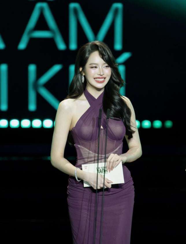 Hoa hậu Thanh Thủy và chiếc đầm gây tranh cãi. (Ảnh: BTC)