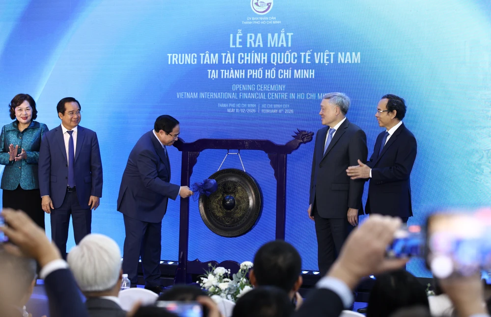 Ngày 11-2, Thủ tướng Phạm Minh Chính đánh cồng ra mắt Trung tâm Tài chính quốc tế Việt Nam tại TP.HCM (VIFC-HCMC). Ảnh: THÙY LINH