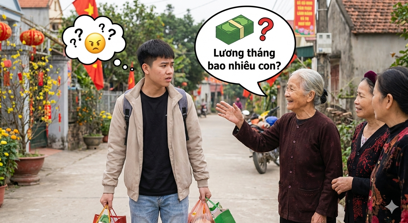 Hỏi lương dịp Tết: Người trẻ nói khác gì xăm xoi, người lớn bảo thói quen cửa miệng thôi mà! 1 hỏi lương - Ảnh 1.