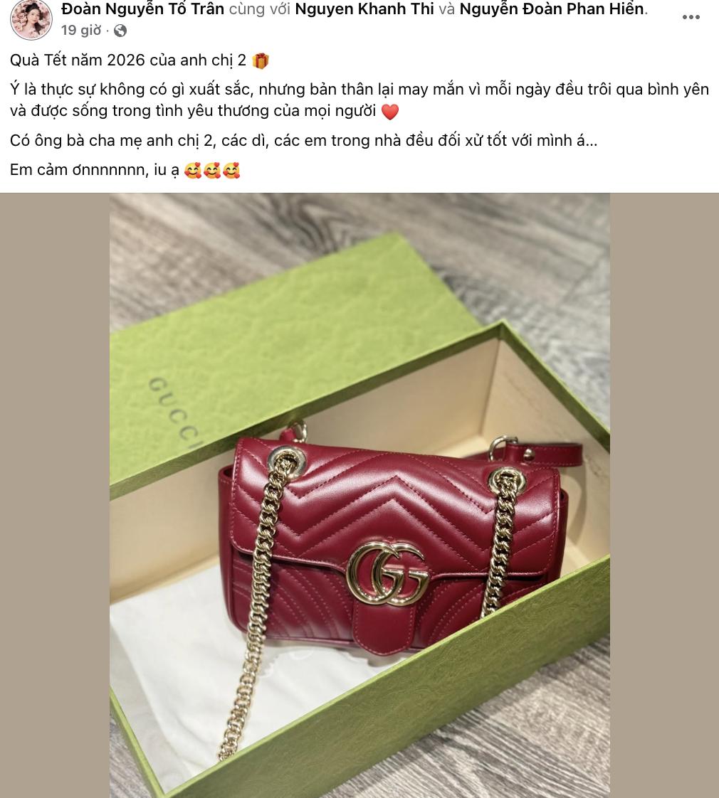 Khánh Thi tặng túi Gucci 60 triệu làm quà Tết cho em gái Phan Hiển, nhắn nhủ cực ngọt bảo sao được nhà chồng cưng- Ảnh 1.