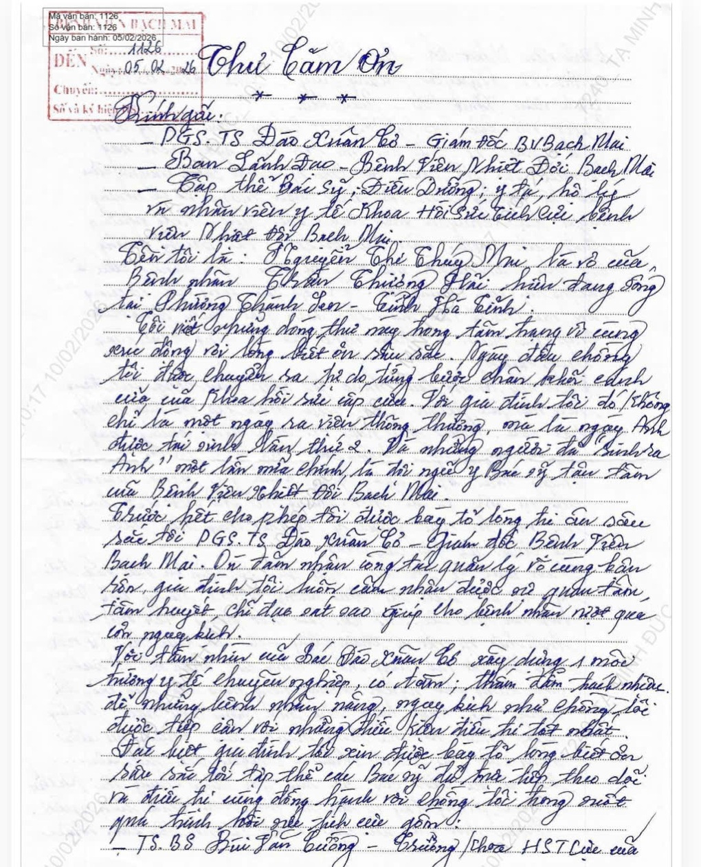 Lá thư tri ân bác sĩ Bạch Mai: Chồng tôi như được tái sinh lần thứ 2 - 1