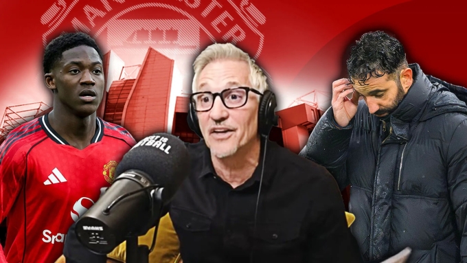 Gary Lineker (giữa) trong podcast về Kobbie Mainoo và Ruben Amorim hôm 9/2/2026. Ảnh: Sun Sport