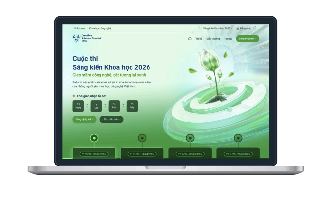 Giao diện trang web cuộc thi Sáng kiến Khoa học 2026.