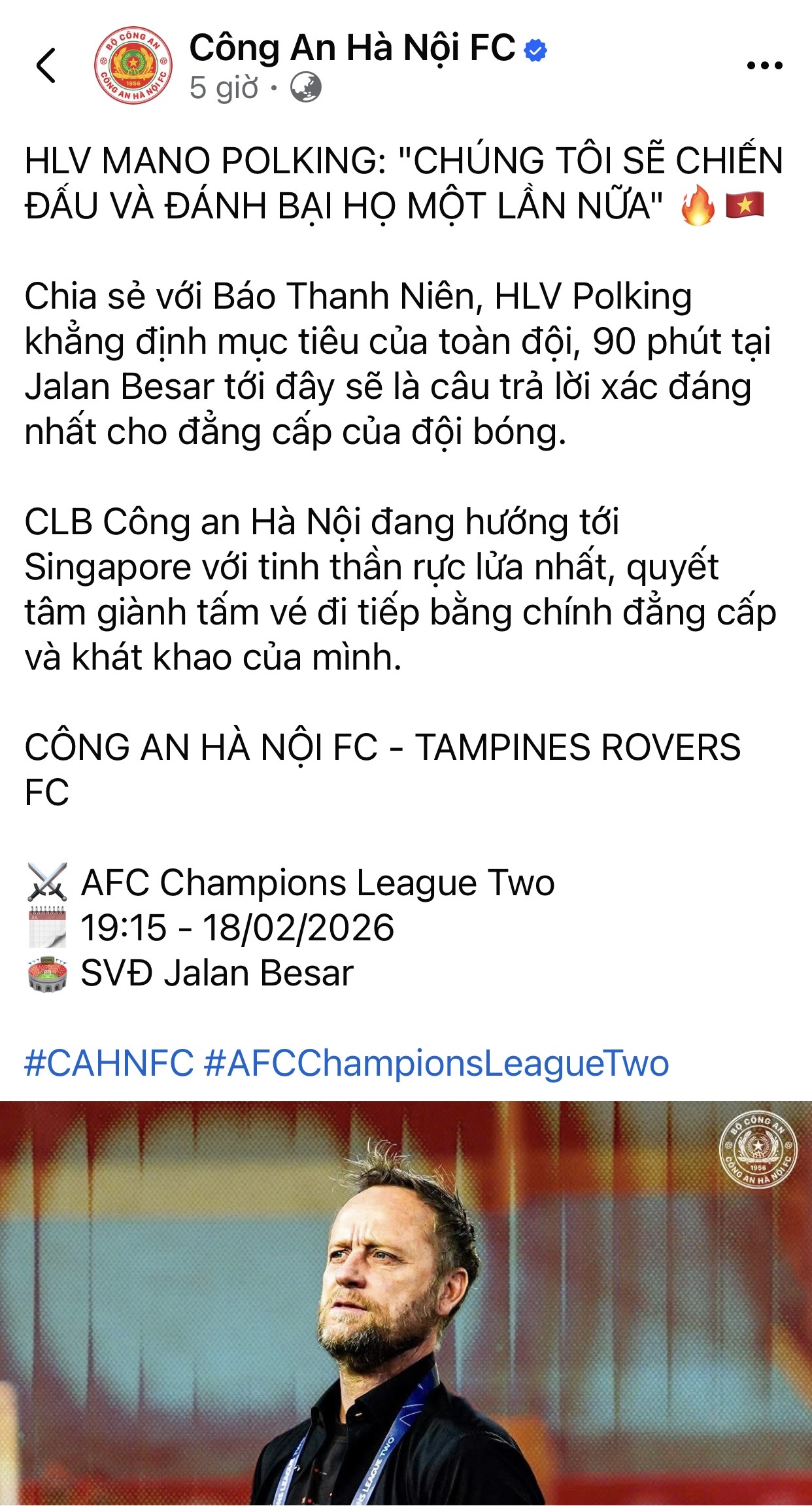 Nguy cơ bị AFC xử thua 0-3, CLB CAHN làm cách nào thắng 3 bàn cách biệt tại Singapore?
- Ảnh 1.