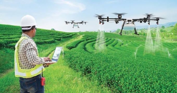 Ứng dụng drone trong nông nghiệp. Ảnh: Bộ Khoa học và Công nghệ