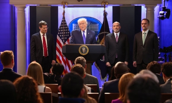 Ông Donald Trump tại buổi họp báo ở Nhà Trắng hôm 20/2 (giờ Mỹ). Ảnh: Reuters