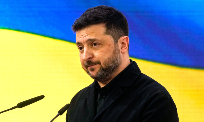 Ông Zelensky phát biểu tại Hội nghị An ninh Munich ở Đức hôm 14/2. Ảnh: AP
