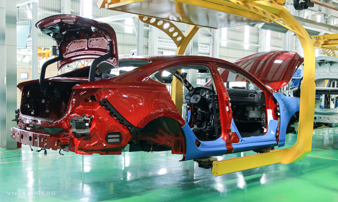 Dây chuyền sản xuất xe tại nhà máy Thaco Chu Lai. Ảnh: Đức Huy