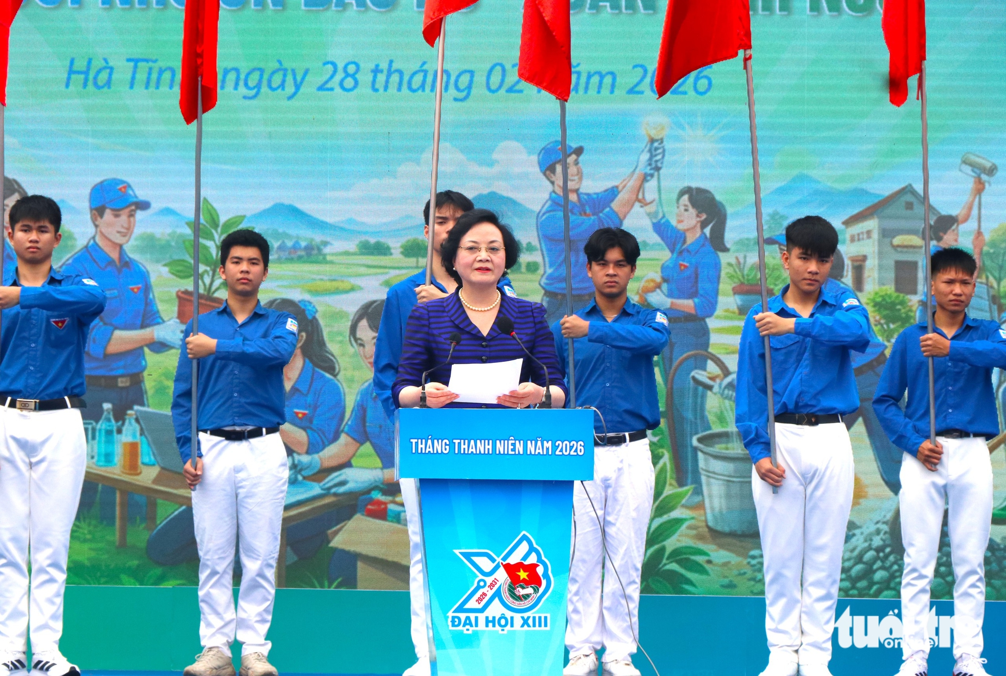 Phó thủ tướng Phạm Thị Thanh Trà dự lễ ra quân Tháng thanh niên tại Hà Tĩnh - Ảnh 1.