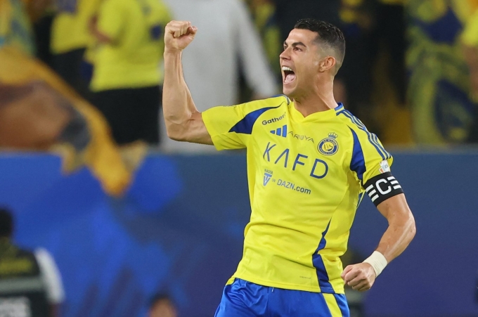 Ronaldo mừng bàn thắng trong màu áo Al Nassr. Ảnh: AFP