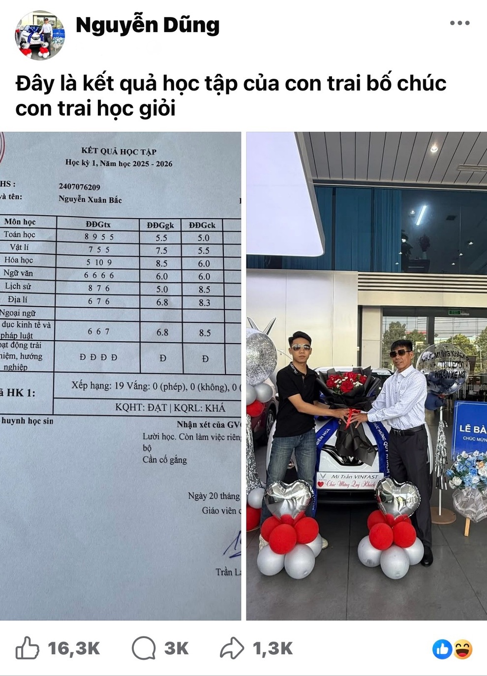 Sự thật vụ con trai chỉ đạt học lực khá, bố thưởng “nóng” ô tô - 1