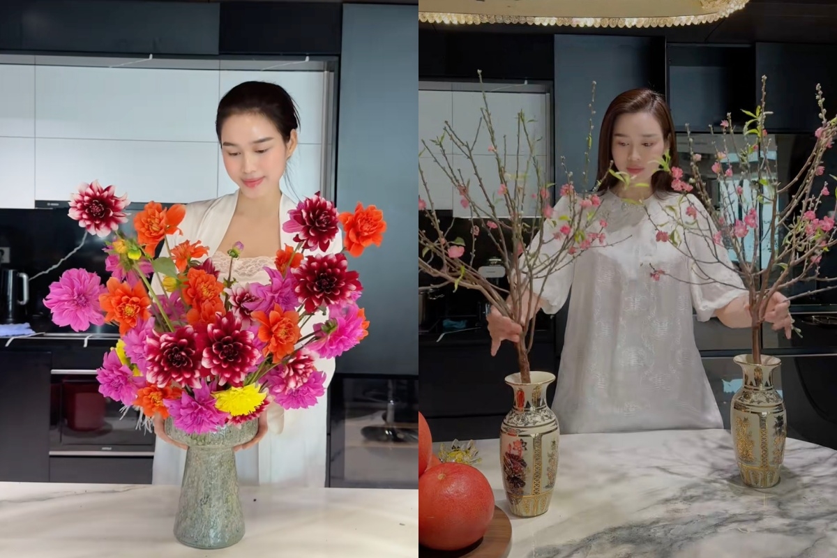 Thu vui cam hoa ngay Tet cua sao Viet