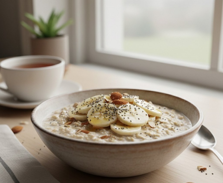 Thực đơn làm đẹp 7 ngày nuôi dưỡng da mịn, dáng xinh, tóc mượt 1 Bữa sáng với cháo yến mạch vừa nhanh gọn vừa cung cấp đầy đủ dưỡng chất.