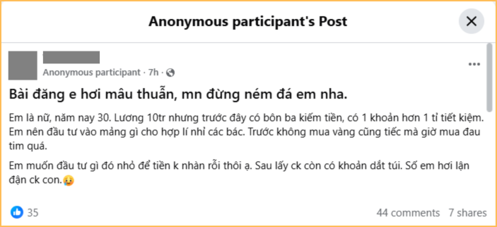 Tình cảnh của cô gái 30 tuổi lương 10 triệu, “mắc kẹt” với khoản tiết kiệm 1 tỷ- Ảnh 1.