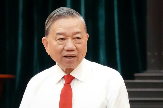 Tổng Bí thư Tô Lâm phát biểu tại buổi thăm, chúc Tết Đảng bộ, chính quyền, nhân dân TP HCM, sáng 9/2. Ảnh: An Phương